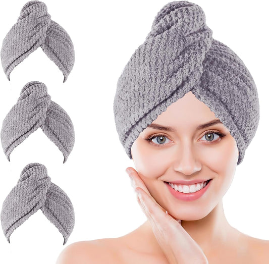 Microfiber Hair Towel for Women: Ideal Christmas Stocking Stuffer for Women, Teen Girls, and Children 3 Pack Drying Wrap Towels Designed for Curly Hair, Anti-Frizz Hair Care Accessory
