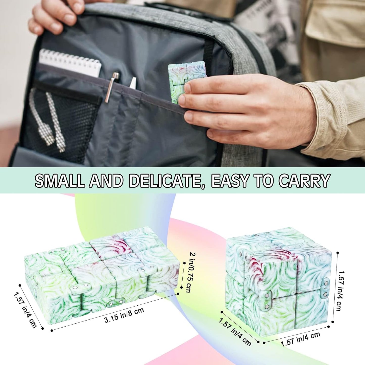 Infinity Cube Fidget Toy Stress Relieving Fidgeting Game for Kids and Adults,Cute Mini Unique Gadget for Anxiety Relief and Kill Time (Macaron Blue)