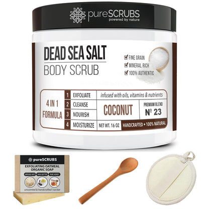 pureSCRUBS Premium Cucumber Body Scrub Set, Exfoliating Dead Sea Salt Scrub