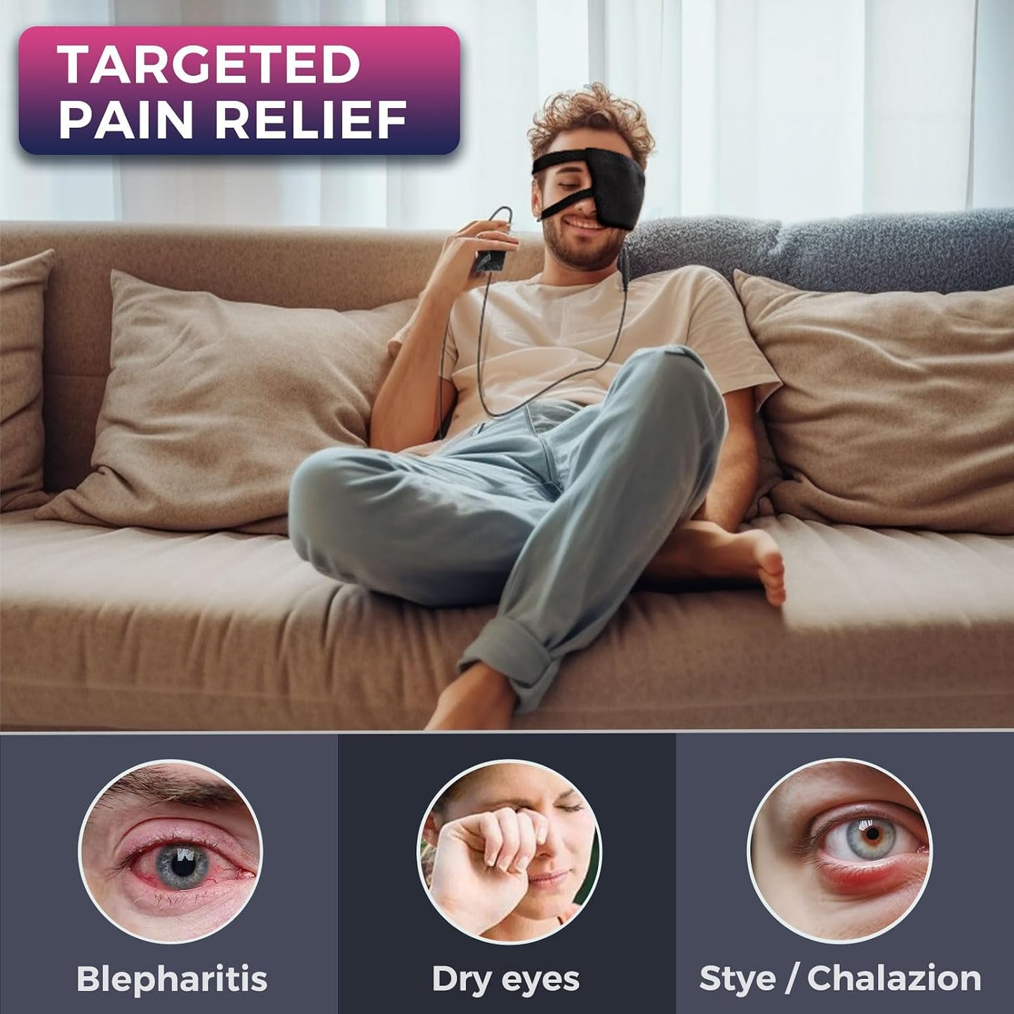 Single Eye Compress Moist Heat for Stye Eye Treatment, Electric Eye Heating Pad Hot Chalazion Eye Compress Heated Eye Patch Mask for One Eye Stye Blepharitis Cure Dry Eyes Relief