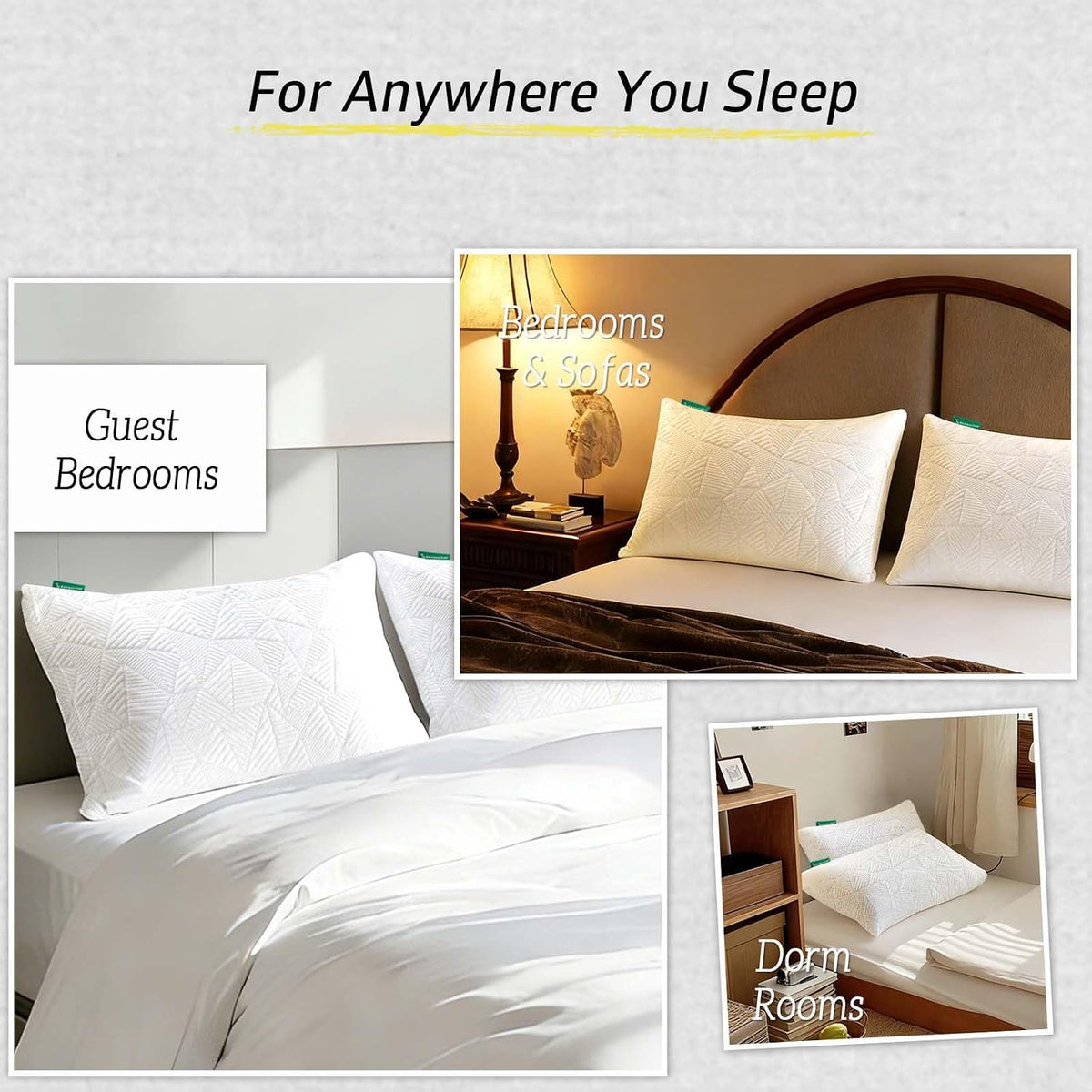 BETU Cooling Pillow Queen Size, Shredded Memory Foam Cool Pillow for Hot Sleepers, Adjustable Firm Soft Support Bed Pillows Perfect for Back Neck Pain and Side Sleeping with Pillow Case Cover, White