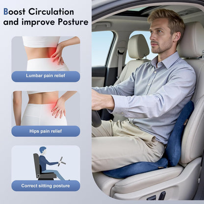 Coverado Car Lumbar Support Pillow and Car Neck Pillow Kit, Ergonomic Design Car Headrest Pillow for Driving, Relax Back Head Muscles Relieve Driving Fatigue, Breathable & Removable Cover, Gray