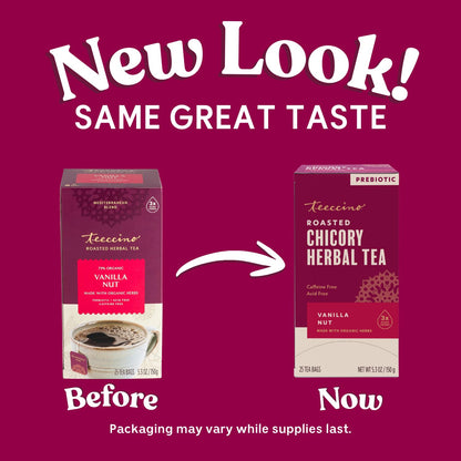 Teeccino Holiday Herbal Tea Sampler Assortment - Candy Cane, Gingerbread, Snickerdoodle - Caffeine-Free Holiday Dessert Teas with Prebiotic Chicory, 12 Tea Bags