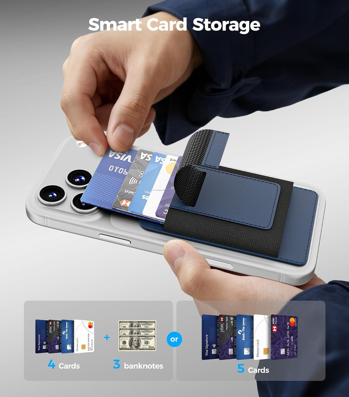 for MagSafe Wallet Works with Apple Find My, 5-Card RFID Holder with Pop-Up Strap, Strong Magnetic Wallet for iPhone 17/16/15/14/13/12 Pro Max Air Plus, Wireless Charging, Black