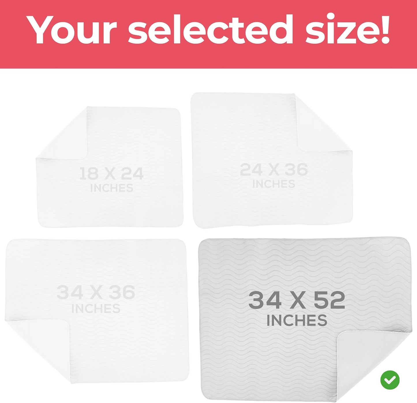 Utopia Bedding Washable Underpads 34" x 36" (Pack of 4), Waterproof Reusable Heavy Absorbency Incontinence Bed Pads for Adults, Kids, Elderly and Pets, Bedwetting Pads for Sofa and Couch (Blue)