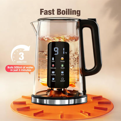 KEINVE 1.7L Electric Kettle, Touch Screen, No Plastic Interior