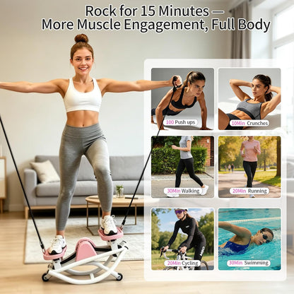 Rock Stepper, Side to Side Rocking Stepper Exercise Machine for Balance at Home, Low-Impact Lateral Stair Stepper with Resistance Bands & Digital Counter, 250 LBS Weight Capacity