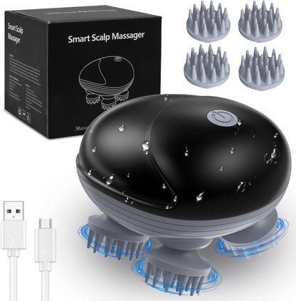 AMIR Upgraded Electric Scalp Massager, Portable Head Massager with Kneading 96 Massage Nodes, Handheld Head Scratcher Massager for Stress Relax and Pain Relief, Ideal Valentine‘s Day Gift for Her/Him