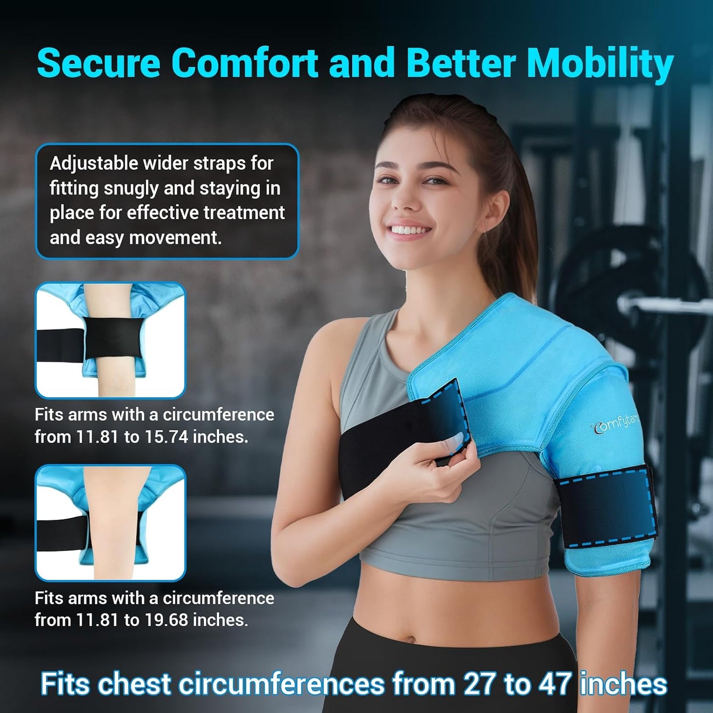 Comfytemp Shoulder Ice Pack Wrap Shoulder Brace Compression Sleeve for Shoulders Pain Relief, 2 Gel Ice Packs for Injuries Reusable, Cold Therapy for Rotator Cuff Recovery, Fathers Day Dad Gifts Men