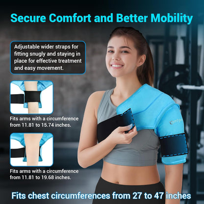 Comfytemp Shoulder Ice Pack Wrap Shoulder Brace Compression Sleeve for Shoulders Pain Relief, 2 Gel Ice Packs for Injuries Reusable, Cold Therapy for Rotator Cuff Recovery, Fathers Day Dad Gifts Men