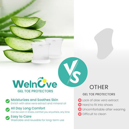 Welnove 12-Pack Gel Toe Separators – Bunion Pads – Toe Spacers for Straightening Overlapping Toes for Men and Women - Transparent