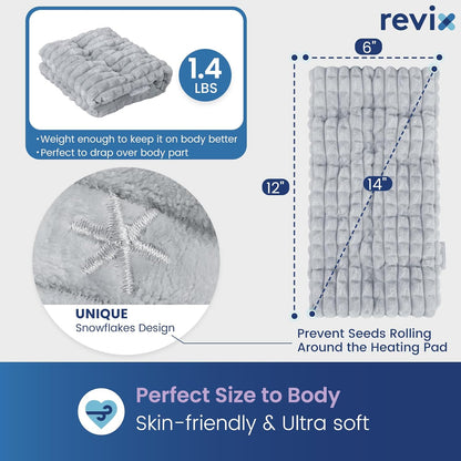 REVIX 6 * 12" Moist Heating Pad Microwavable, Reusable Microwave Heating Pads for Joints, Weighted Heat Packs with Flaxseeds for Shoulders, Neck, Back, Unscented