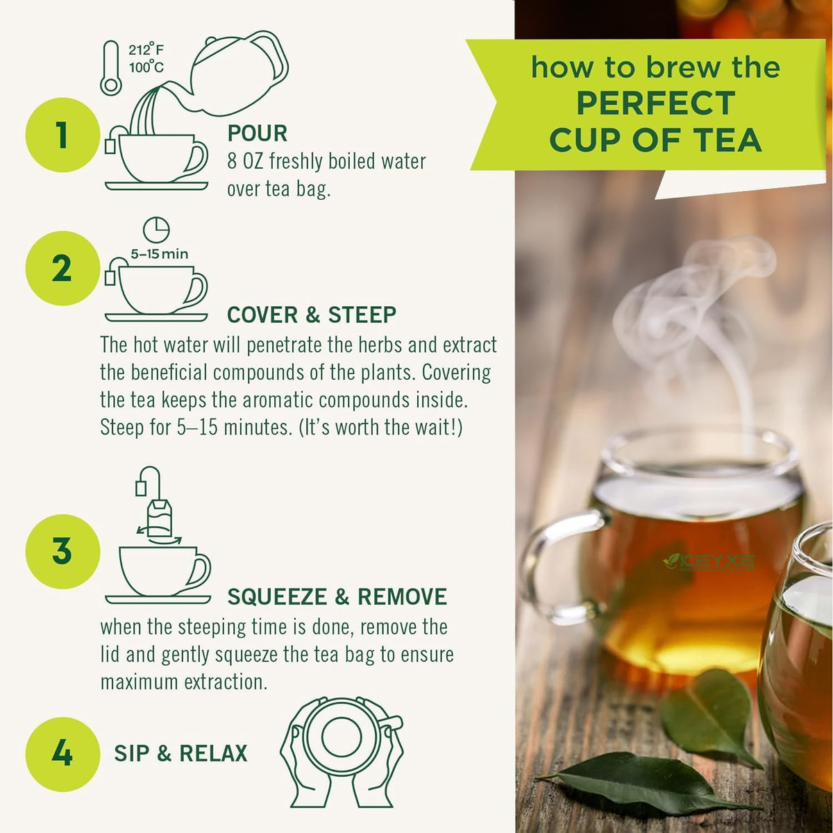 KEYXE - USDA Organic Soursop Graviola Leaves Tea 50 Bags. Non-GMO Verified , 100% Organic Soursop Leaves for Digestion, Boosting Immune, Improving Sleep & Skin Health, Gluten Free, Caffein Free , Hojas De Guanabana Tea Organica, Eco-Conscious Tea Bags
