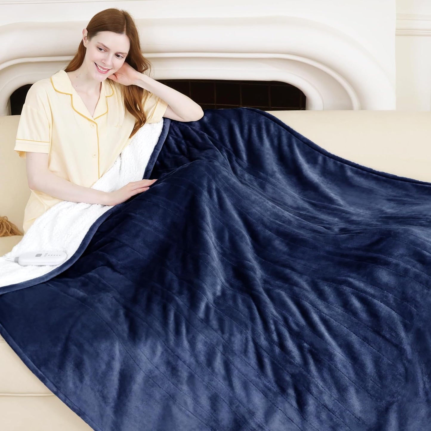 Heated Blanket Throw 50" x 60" - Soft Flannel Sherpa Electric Blanket Throw with 5 Heating Levels & 4 Hours Auto Off, Machine Washable, Ideal Gift for Grandma (Purple)