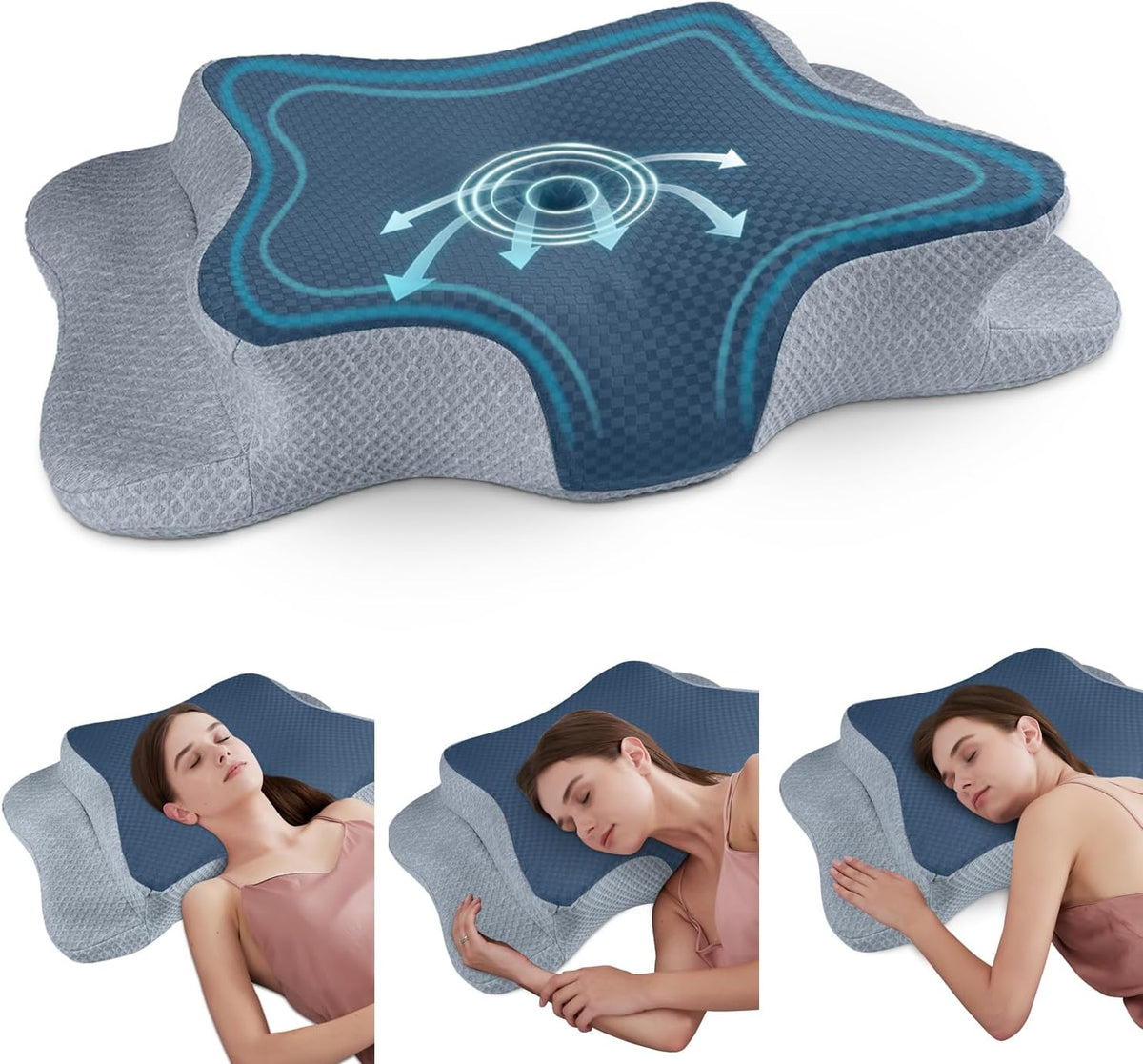 CHxxy Cervical Neck Pillow for Pain Relief Sleeping, Memory Foam Pillows