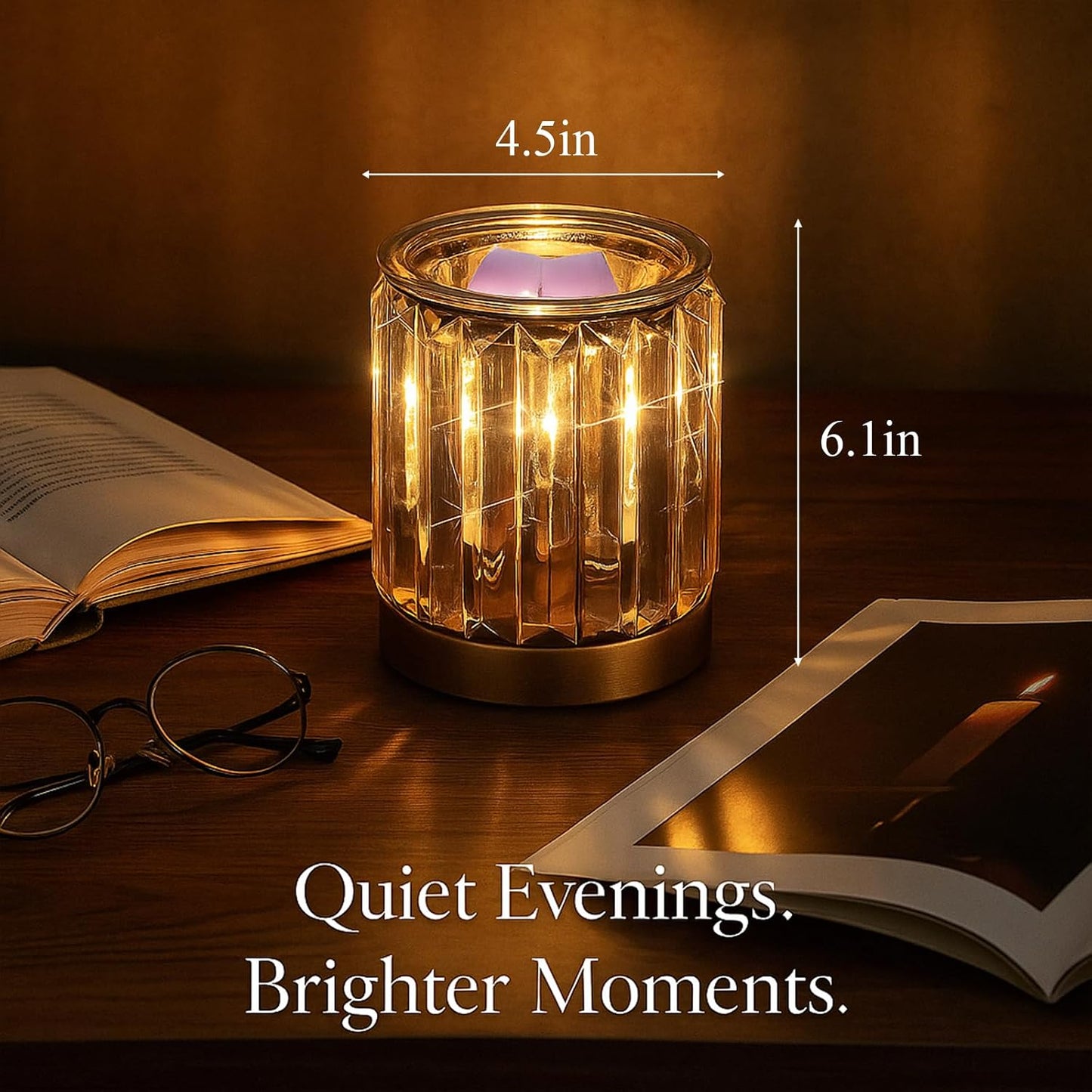 Melting Heater Electric Burning Wax Burner Electric Essential Oil Warmer Incense Wax Melt Warmer Night Light Aroma Decorative Lamp for Gifts & Decor(Golden)
