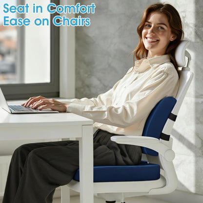 CushZone Ergonomic Seat Cushion & Lumbar Support Pillow - Memory Foam for Sciatica Pain Relief & Posture Correction, Non-Slip Chair Cushions for Office Chair/Car/Wheelchair/Travel (Black)