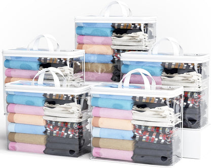 Hopack Under Bed Storage Bags Organizer, 22L Clear Storage Bags, Bags Organizer Clear Zipper Containers Bedroom, Storage Bag for Sweater, Clothes, Shoe Toy, Blanket, Sheet (Black)
