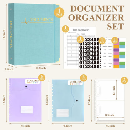 HAUTOCO PU Leather 3-Ring Important Document Organizer Folder Binder