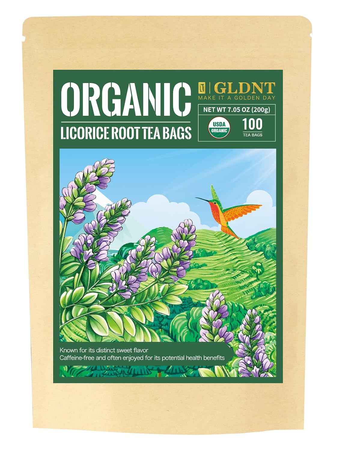 GLDNT Organic Milk Thistle Tea, Natural Organic Milk Thistle Seed Herbal Tea, Mild & Mellow Taste, Caffeine Free, 100 Count