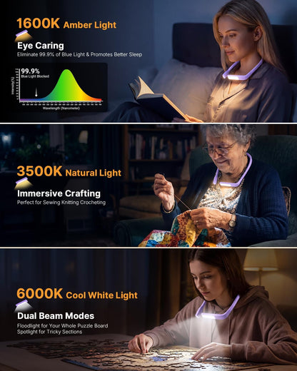 Reading Light, Rechargeable Neck Light, Stepless Dimming Book Light