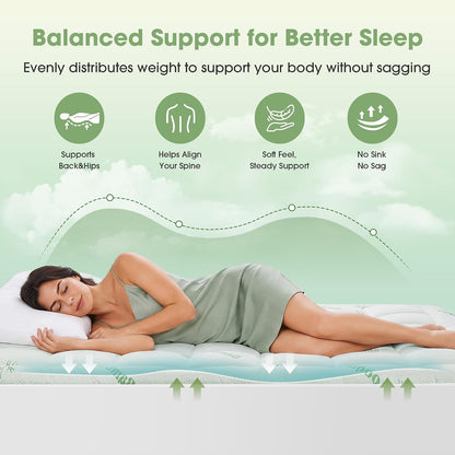 Mattress Pad Queen Size, Cooling Pillow Top Mattress Topper, Ultra Soft Viscose Made from Bamboo, Breathable for Hot Sleepers, Deep Pocket 8"-20", Green