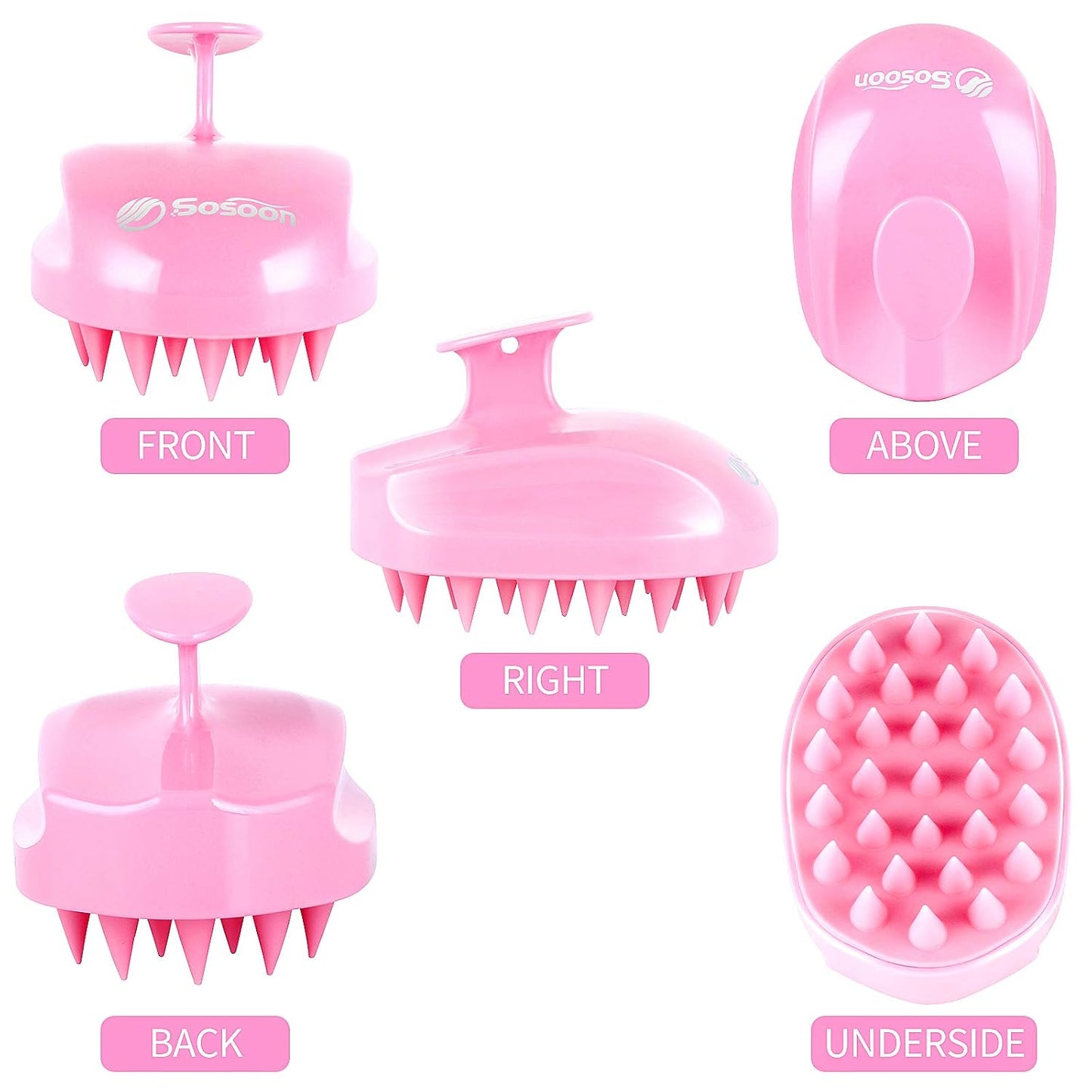 Sosoon Scalp Massager Shampoo Brush, Hair Scalp Scrubber Shower Hair Brush Head Massager for Stress Relax Hair Growth, Dandruff Brush Scalp Exfoliator for Women Men Kids Pets, Black