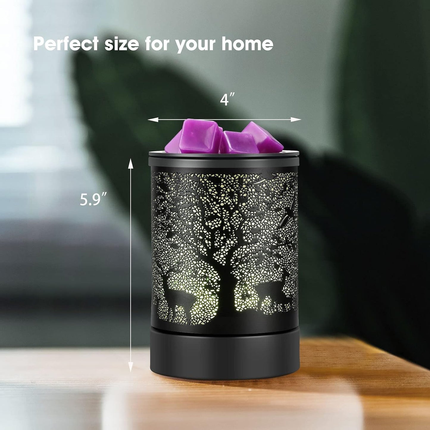 Enaroma Fragrance Wax Melts Warmer with 7 Colors LED Changing Light Classic Black Forest Design Scent Oil Candle Warmer for Home Black Forest