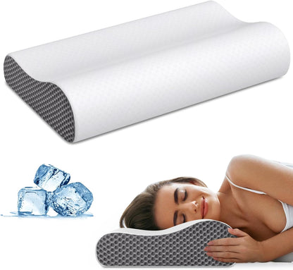 Cervical Pillow for Neck Pain Relief, Contour Memory Foam Pillows for Sleeping, Ergonomic Pillow Adjustable Orthopedic Cooling Pillow Bed Pillow Neck Support for Side Back Stomach Sleepers(Blue)