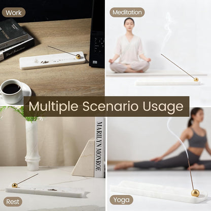 Koville Marble Incense Holder, Incense Holder for Sticks, Incense Sticks Holder Ash Catcher for Meditation Yoga SPA, Natural Stone Incense Burner, Home Table Decor (Grey)