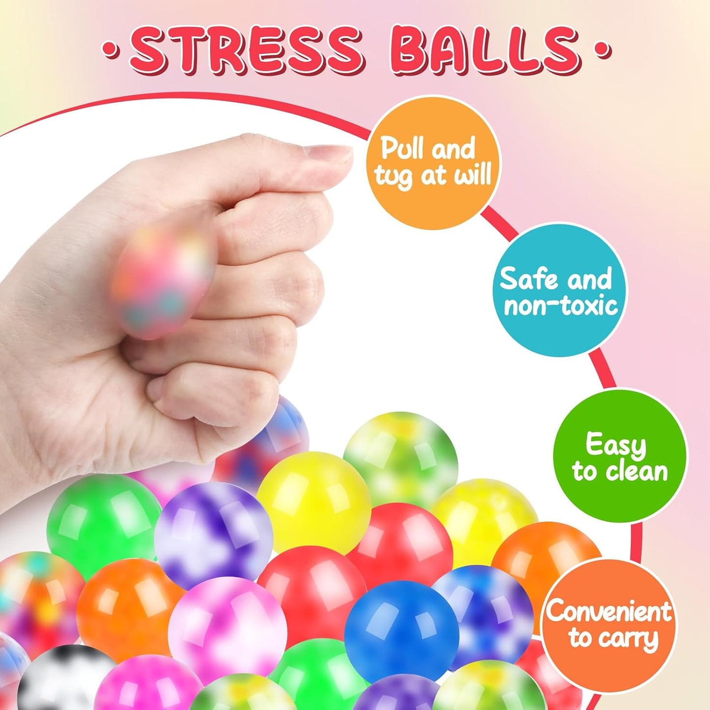 Stress Balls Set, Squishy Stress Ball, 4 Pack Squeeze Ball for Adults, Squeeze Ball for Adults Stress Relieve, Stress Relieve, Increase Entertainment