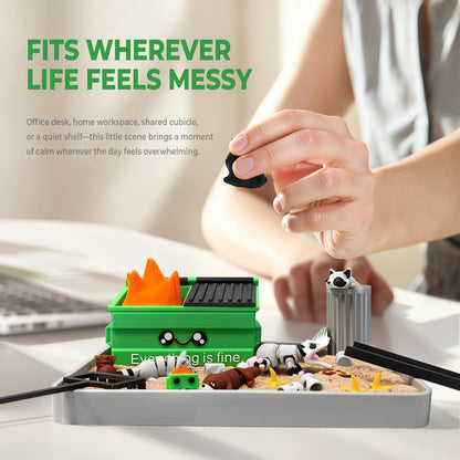 Dumpster Fire Zen Garden for Desk, Funny Coworkers Office Accessory Gifts