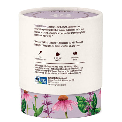 Banyan Botanicals Tulsi Echinacea Tea – Organic Immune Support with Turmeric & Rosehip – Caffeine Free Tea for Healthy Immune Function* – 2 oz. – Non-GMO Sustainably Sourced Herbal Loose Leaf