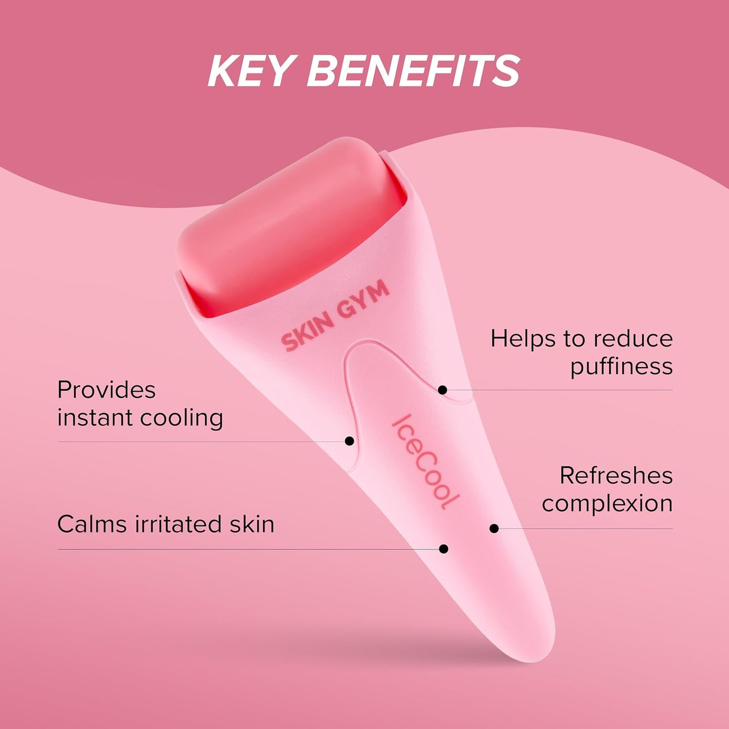 SKIN GYM IceCool Stainless Steel Ice Roller for Face | Cryo Facial Ice Roller for Puffiness & Redness Relief | Cold Face Roller to Tighten Pores & Soothe Skin