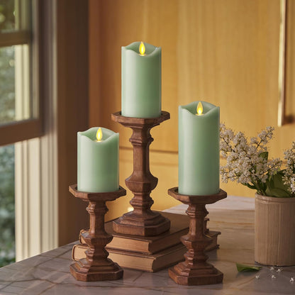 Matchless Candle Co. by Luminara Set of 3 Flameless LED Pillar Candles, Real Wax, Moving Flame (3x4.5, 3x5.5, 3x6.5 Inch, Unscented)