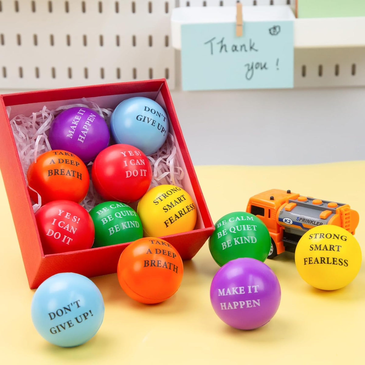 LOVESTOWN 18 PCS Motivational Stress Relief Balls, Squeeze Toys, 2 Inch