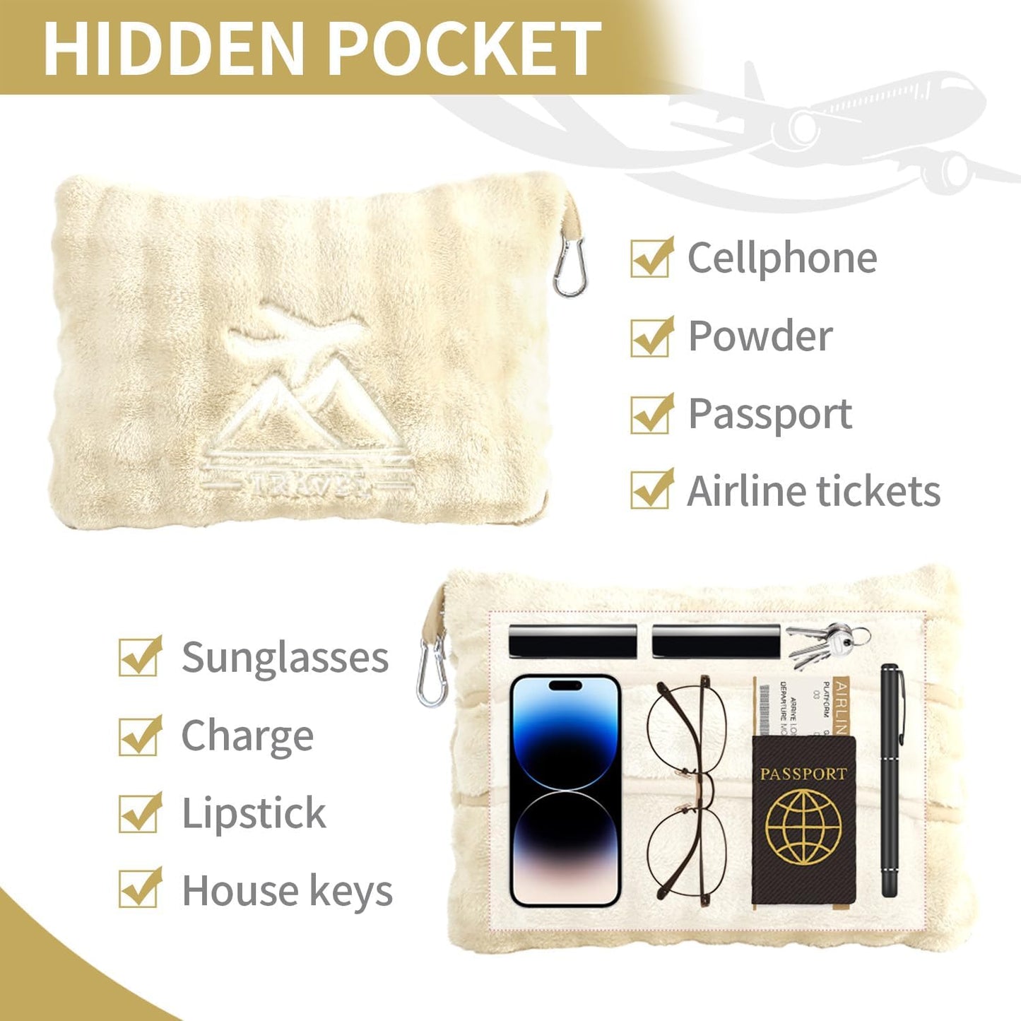 Travel Blanket and Pillow-2-in-1, Ultra-Soft&Compact, Airplane Blanket with Hand Luggage Belt and Backpack Clip,Travelers Accessories Gifts, 61x43 Inches(Pink