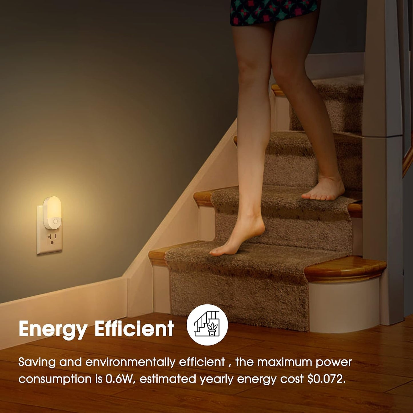 L LOHAS LED Amber Night Light, Night Lights Plug into Wall[2 Pack], 0.6W 2000K LED Night Light, Dusk to Dawn Sensor, 30/60LM Adjustable Brightness, Automatic Low Blue Nightlight for Kids, Bathroom