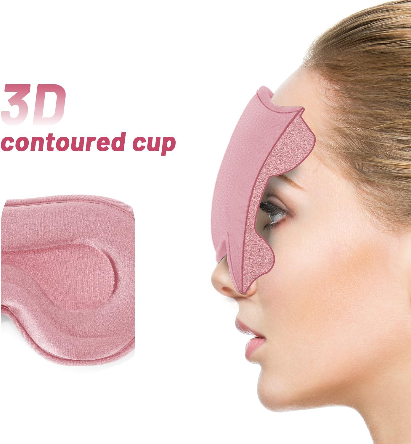 Sleep Eye Mask for Men Women, Lash Extensions 3D Sleeping Mask, Travel Blackout Night Blindfold Eye Shade Cover with Adjustable Strap (Black)