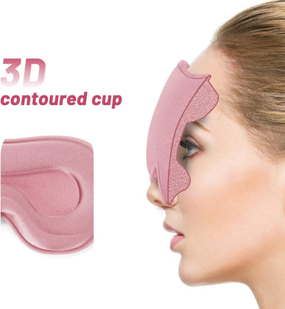 Sleep Eye Mask for Men Women, Lash Extensions 3D Sleeping Mask, Travel Blackout Night Blindfold Eye Shade Cover with Adjustable Strap (Black)