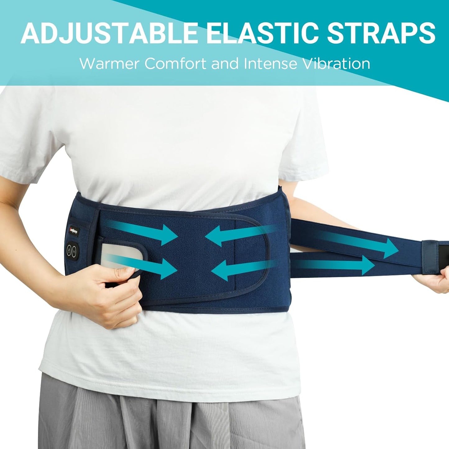 Comfytemp Cordless Heating Pad with Massager for Back, Birthday Gifts for Women Men, FSA Eligible HSA Portable Lower Back Massager Rechargeable Wireless Electric, Mom Dad Seniors 3 Heat 30mins Off