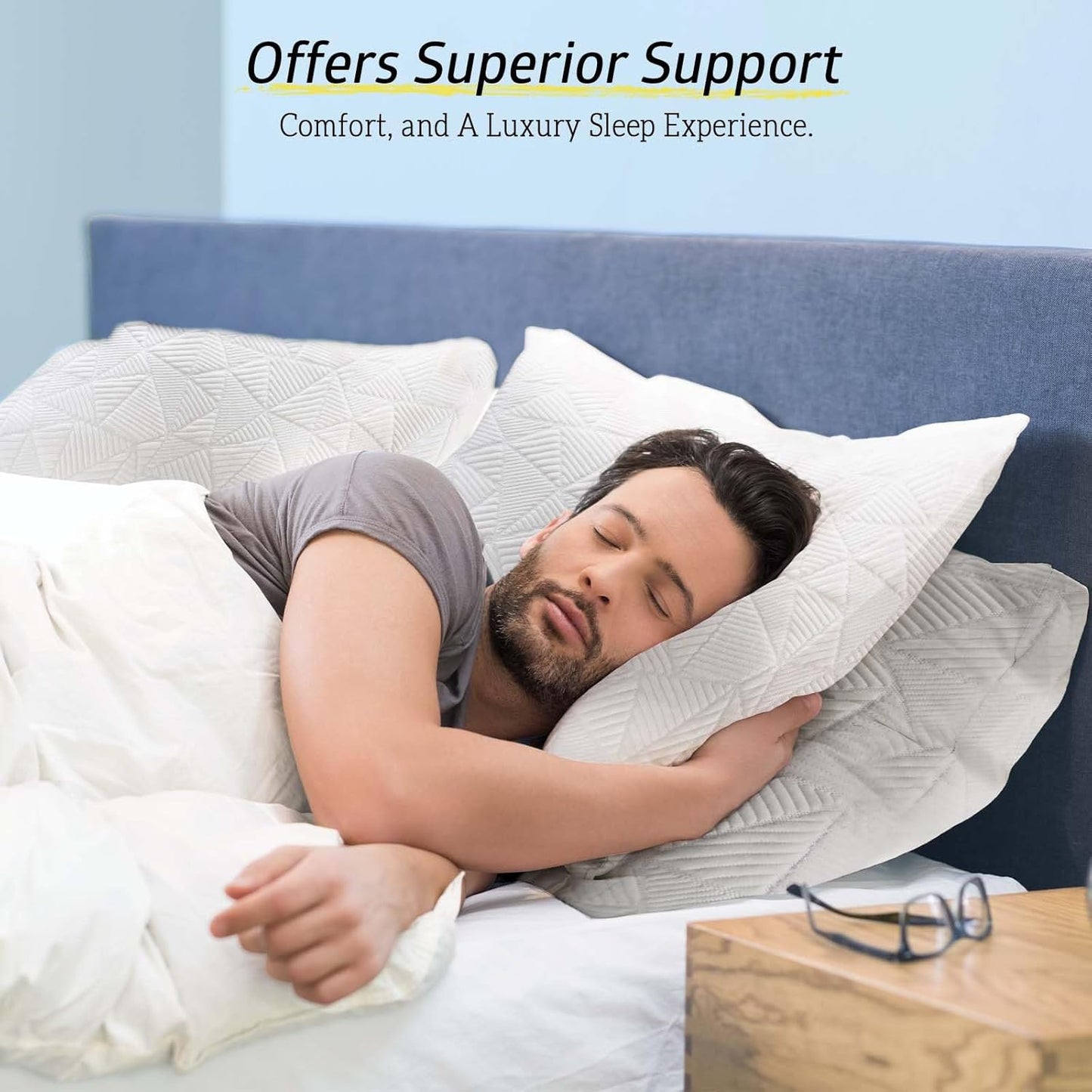 BETU Cooling Pillow Queen Size, Shredded Memory Foam Pillow for Hot Sleepers, Adjustable Firm Soft Support Pillows, Cool Bed Pillows for Side Back Stomach Sleeping Sleepers, gifts for boyfriend, White