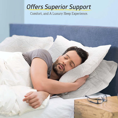 BETU Cooling Pillow Queen Size, Shredded Memory Foam Pillow for Hot Sleepers, Adjustable Firm Soft Support Pillows, Cool Bed Pillows for Side Back Stomach Sleeping Sleepers, gifts for boyfriend, White