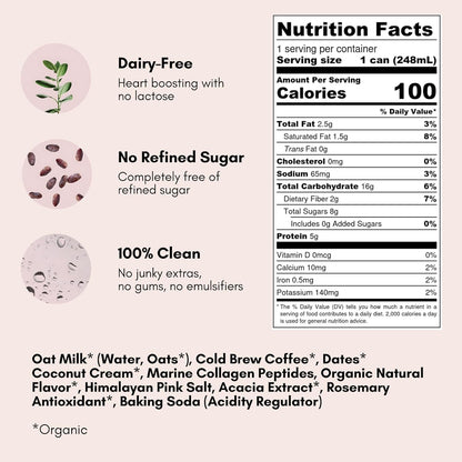 Pop & Bottle - Oat Milk Lattes, Butterfly Pea & Matcha, 8 Fl Oz (12 Pack)