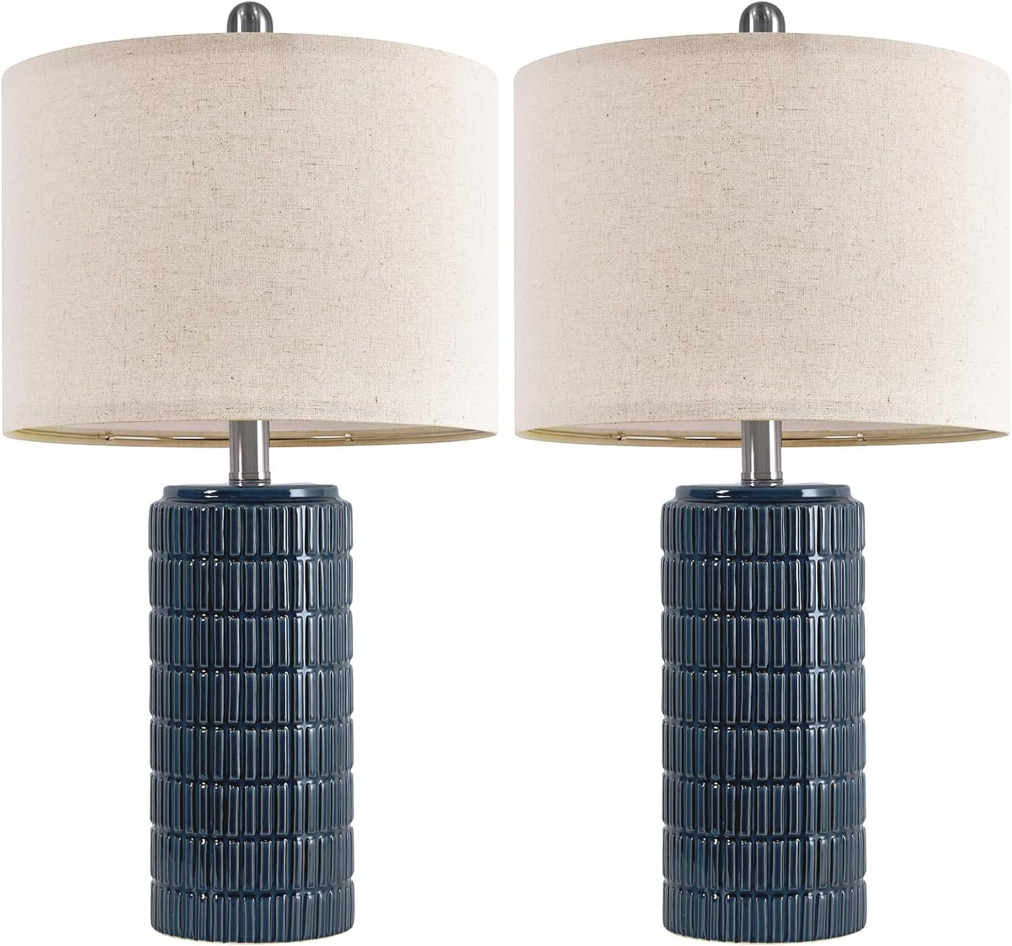 PoKat 23" Modern Ceramic Table Lamp Set of 2 for Living Room White Desk Lamps for Bedroom Farmhouse Bedside Nightstand Lamp House Warming Gifts New Home Decor End Table Lamps Gifts for Women Mom Beige