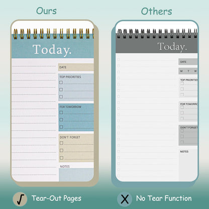 3 Pack To Do List Notepad, 52 Sheets Mix Color Tear Off, 6.5" x 9.8" Double Sided Spiral Checklist Planning Notebook for Adults and Kids Classroom Office Gifts(Blue, Green, Purple)