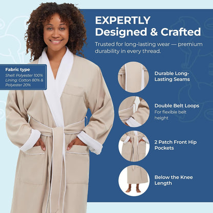MONARCH Unisex Terry Lined Microfiber Hotel Robe