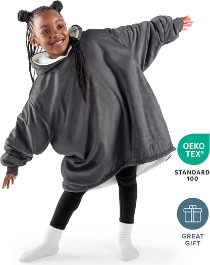Bare Home Wearable Blanket Hoodie - Soft Plush Sherpa - Warm and Cozy - Oversized Wearable Blanket