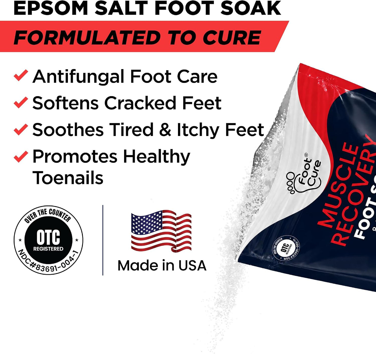 FOOT CURE Tea Tree Oil Foot Soak with Epsom Salt - Best Toenail Fungus Treatment, Athletes Foot & Softens Calluses - Soothes Sore & Tired Feet, Fungal Toe, Foot Odor Scent, Spa Pedicure (Pack of 2)