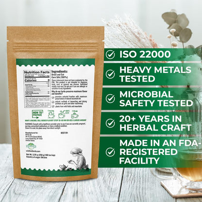100 Bags Dry Corn Silk Tea Cornsilk Herb (Stigma maydis) - 100 Count 1.5g Tea Bags Corn silk Tea Bags Herbal Barba de maiz (Barba de Elote)
